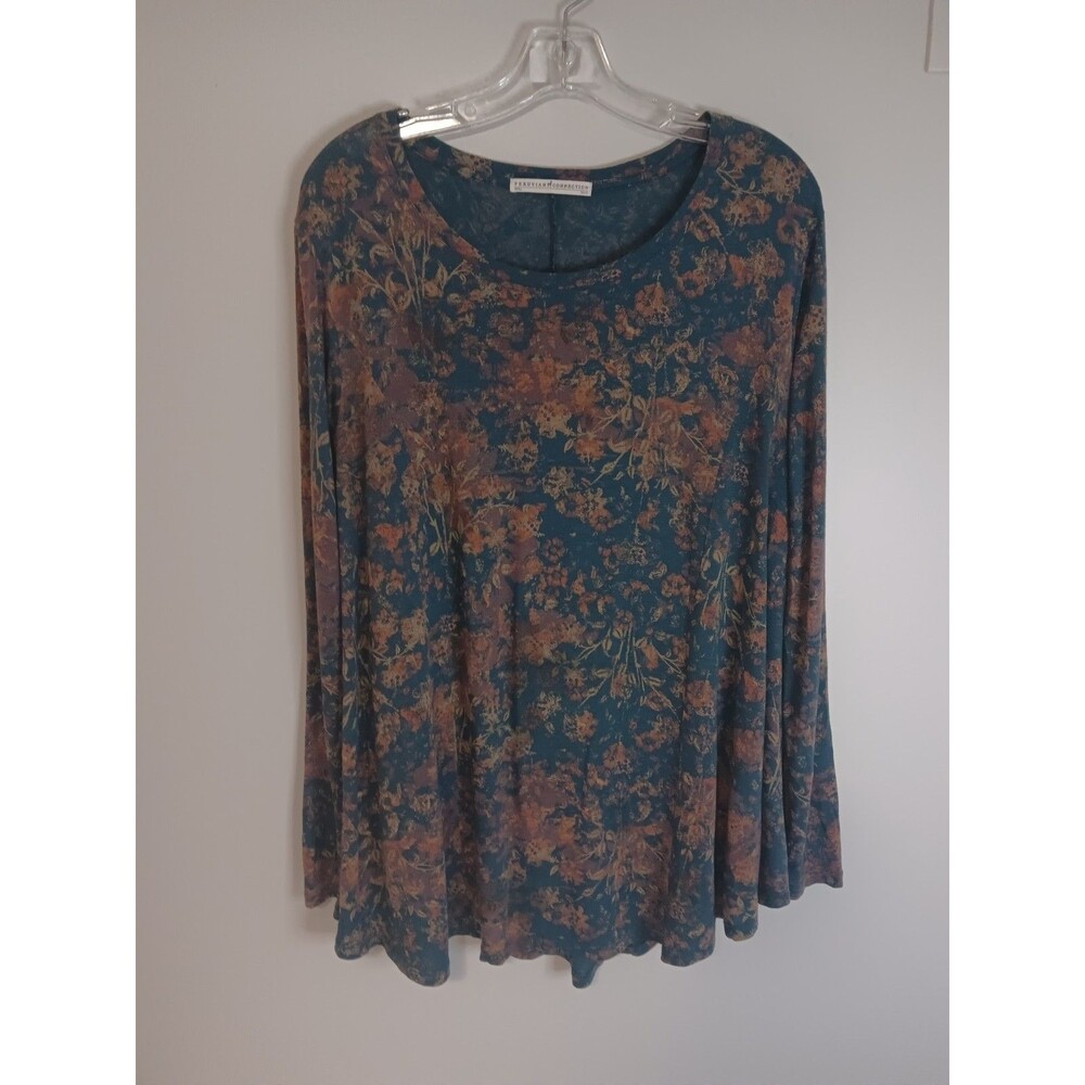 Peruvian Connection Floral Pullover Tunic Top Twilight Meadow Pima Cotton Sz XS
